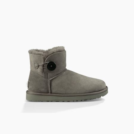 UGG Mini Bailey Button II Grey Boots for Women (VWXE89704)